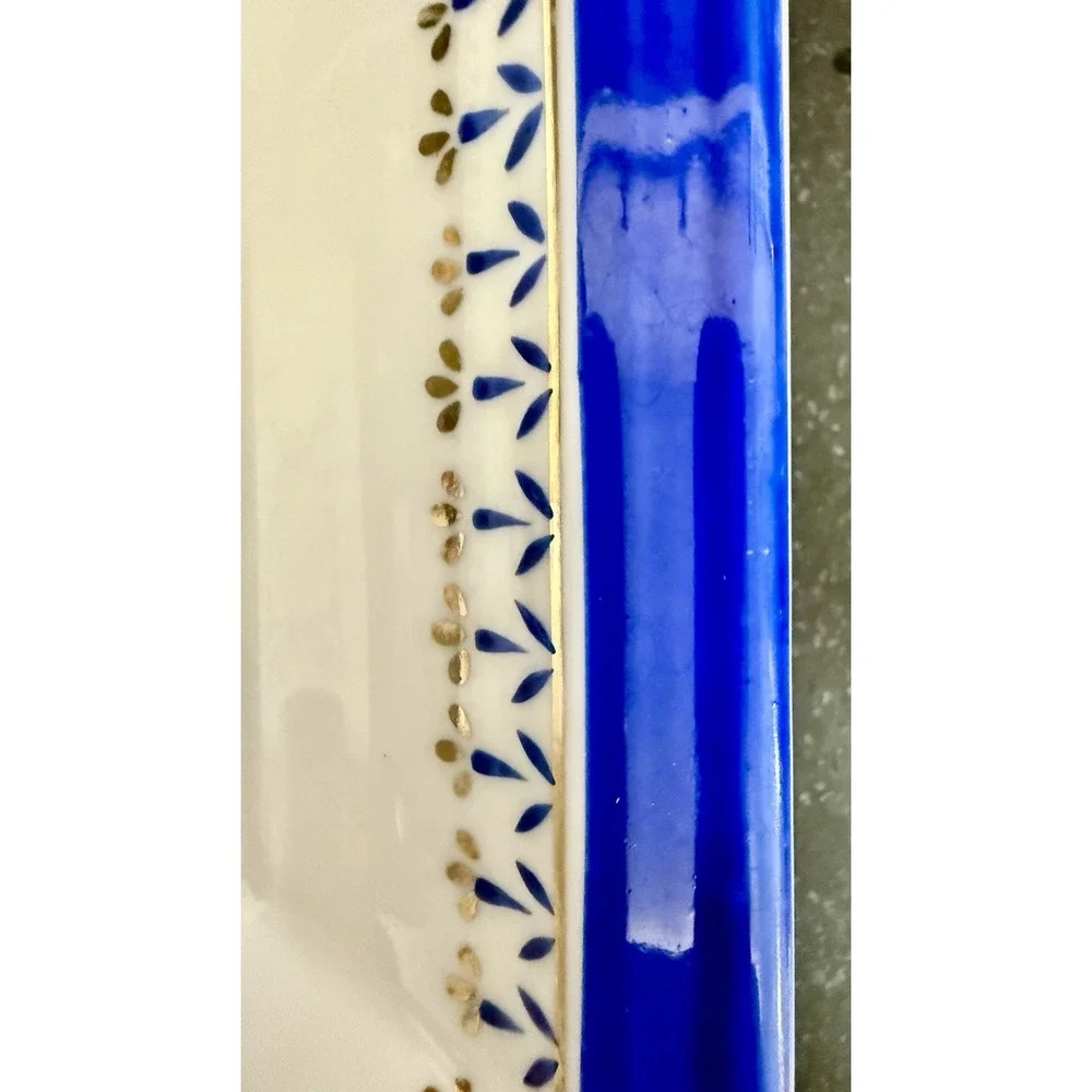 Vintage American Eagle Cobalt Blue Gold Square Dish Plate 8